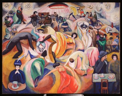 Un cabaret a Paris (A Nightclub In Paris) - Oeuvre av David Petrovich Sterenberg (1881-1948), olja på duk av David Petrovich Sterenberg