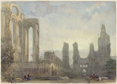 Aberbrothwick Abbey ruiner på natten av David Roberts