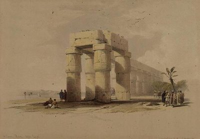At Luxor, Thebe, Upper Egypt, från "Egypt and Nubia", Vol.1 (litho) av David Roberts