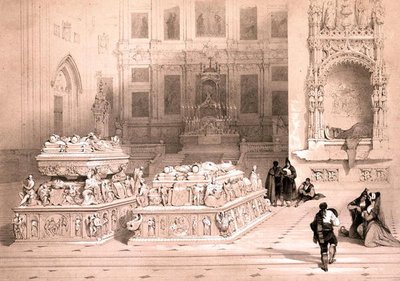 Ferdinands och Isabellas kapell, Granadas katedral, från "Picturesque Sketches in Spain", c.1832-33 (litho) av David Roberts