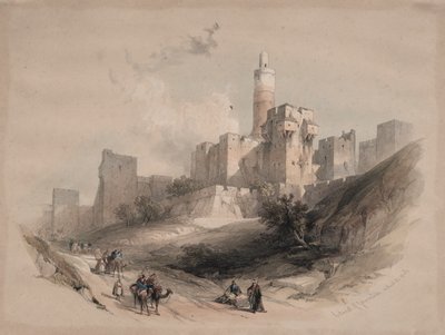 Citadellet i Jerusalem, utan murarna, Davids torn, 1839. av David Roberts