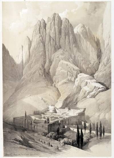 Klostret Saint Catherine, teckning gjord 1839-02-19 i "The Holy Land", London 1849. av David Roberts