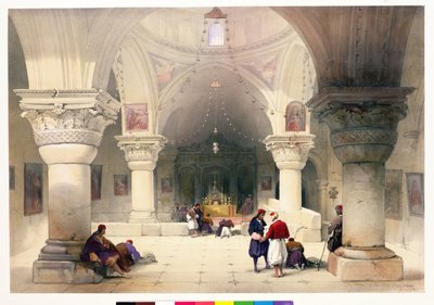 Den heliga gravens krypta, Jerusalem, skylt 20 från volym I av "Det heliga landet", graverad av puben Louis Haghe (1806-85). 1842 av David Roberts
