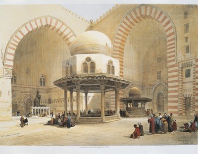 Egypten - 1800-talet - Kairo - Sultan Hassans moské - Innergård - Gravyr av David Roberts av David Roberts