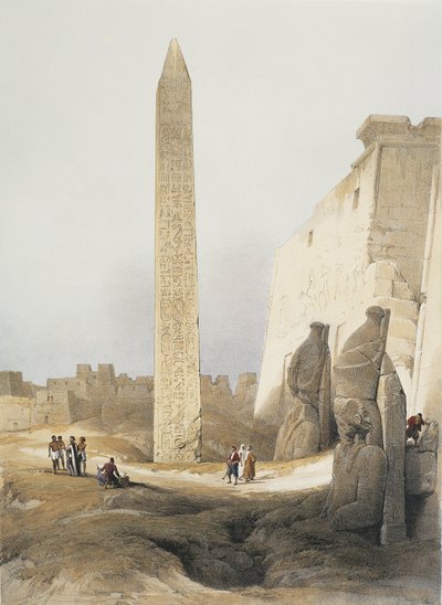 Egypten, Obelisk vid templet i Luxor, gravyr av David Roberts av David Roberts