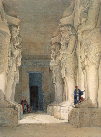 Utgrävt tempel i Gyrshe, Nubia, 1800-talet av David Roberts
