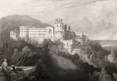 Heidelbergs slott, Heidelberg, graverat av J.T.Willmore i "The Pilgrims of the Rhine", publicerad 1840 av David Roberts