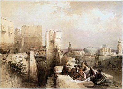 I det heliga landet: Jerusalem, ingången till citadellet (gravyr) av David Roberts