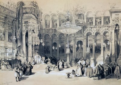 Interiör av Heliga gravens kyrka, Jerusalem av David Roberts