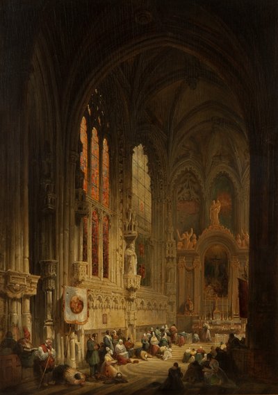 Interiör av en katedral, 1822 eller 1829 av David Roberts