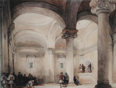 Interiör av en moské, ca 1835 (akvarell på papper) av David Roberts