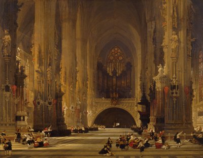Interiör av St Stephen-katedralen, Wien, 1853 av David Roberts