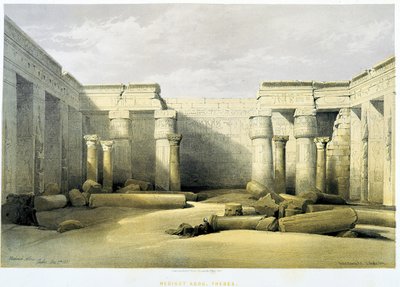 Medinet Abu (Medinet-Habou), Thebe (Thebe) - i "Det heliga landet", London 1849 av David Roberts