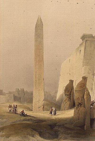 Obelisk i Luxor, från "Egypt and Nubia", Vol.1 (litho) av David Roberts