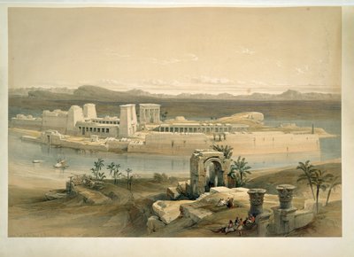 Philae Island, Assuan, Egypten (akvarell) av David Roberts