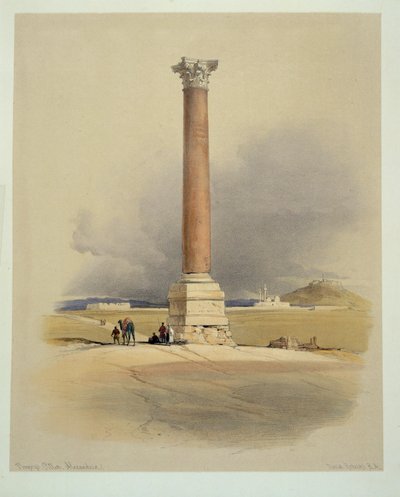 Pompeius kolonn i Alexandria (akvarell) av David Roberts