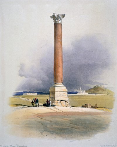 Pompeys pelare, Alexandria, 1800-talet av David Roberts