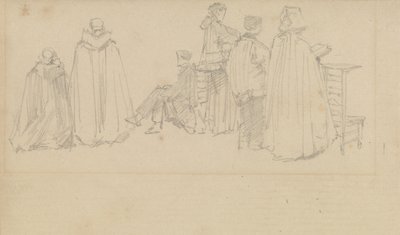 Studier av figurer i en kyrka av David Roberts