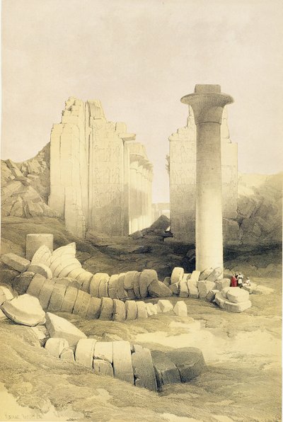 Dromos eller Central Hall of the Great Temple of Amun, Karnak, från Egypten och Nubia, Vol.2 av David Roberts