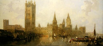 The Houses of Parliament (olja på duk) av David Roberts