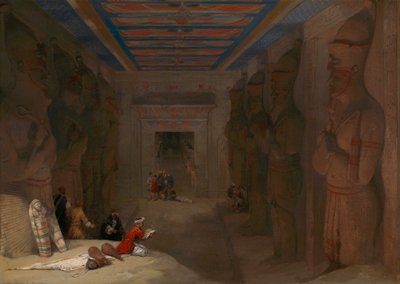 Hypostylehallen i det stora templet i Abu Simbel, Egypten av David Roberts