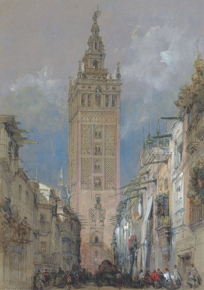 Det moriska tornet i Sevilla, kallat Giralda, Spanien av David Roberts