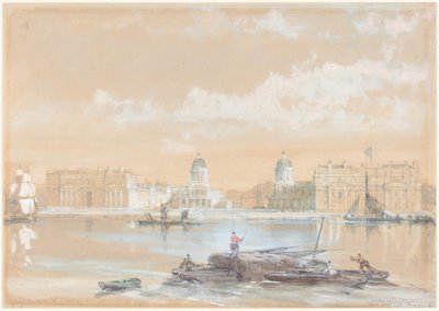 Sjökrigsskolan sedd från floden i Greenwich av David Roberts