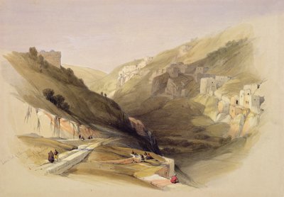 The Pool of Siloam, från volym II av "Det heliga landet"; graverad av Louis Haghe (1806-85) publicerad i London, 1842 (färg litho) av David Roberts