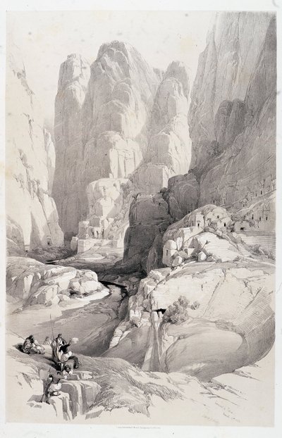 Teatern (ingången till Petra), teckning gjord den 10/03/1839 i “The Holy Land””, London 1849 av David Roberts