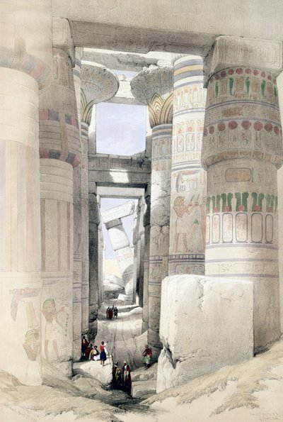 "Se genom Hall of Columns, Karnak", Egypten, c1845 av David Roberts