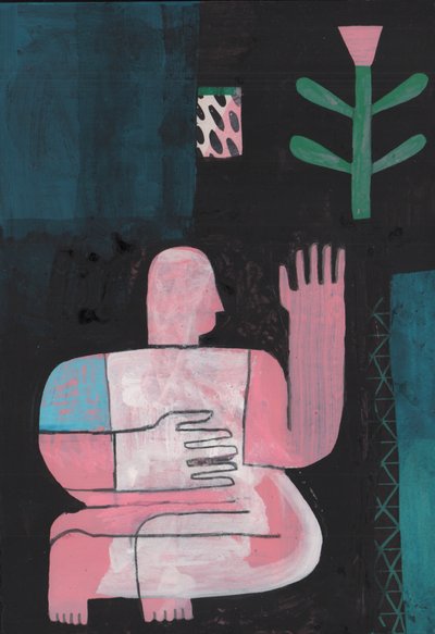 Black And Blue 1, 2023 (blandfärg på papper) av David Shillinglaw