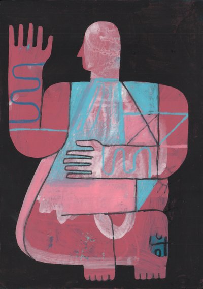 Black And Blue 5, 2023 (blandfärg på papper) av David Shillinglaw