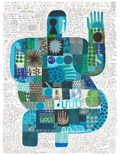 Blue At Its Edges, 2023 (akryl och blyerts på papper) av David Shillinglaw