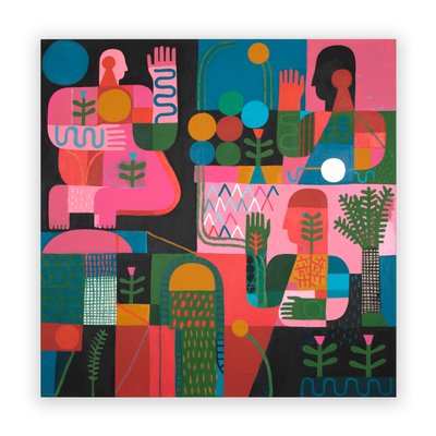 Broken Signals, 2023 (blandad färg och collage på duk) av David Shillinglaw