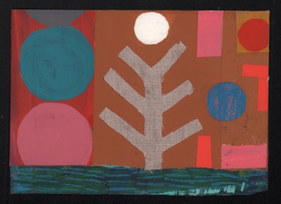 Full Moon Mustard, 2023 (färg och collage) av David Shillinglaw