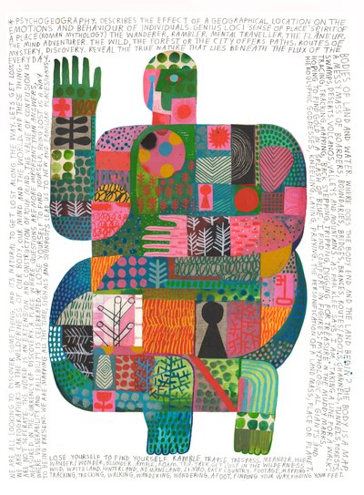 Psykogeografi, 2023 (akryl och blyerts på papper) av David Shillinglaw