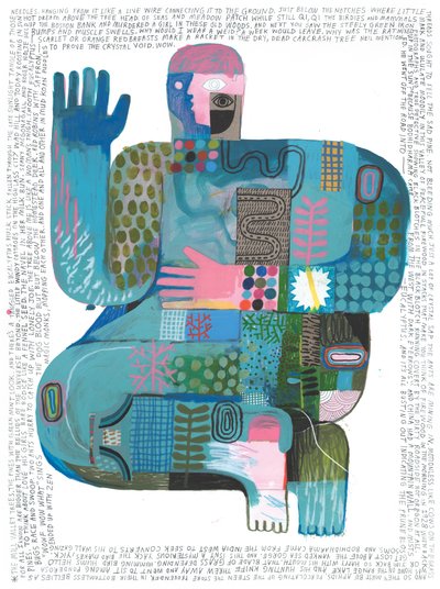 Universums ljud, 2023 (akryl och blyerts på papper) av David Shillinglaw