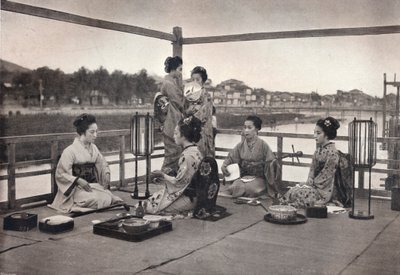 "En japansk måltid", c1903 av David Stevenson and Co
