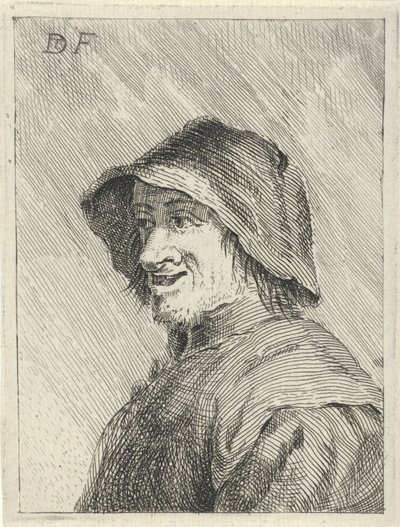 Bonde med hatt på huvudet till vänster av David Teniers (II)