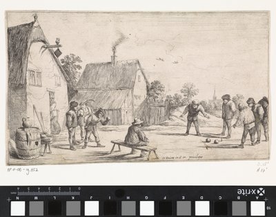 Bönder spelar boule Friluftsgenrescener (serietitel) av David Teniers (II)