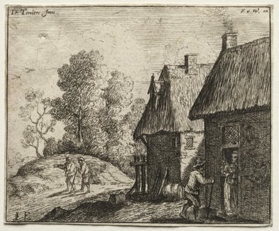 Bonde som pratar med en kvinna av David Teniers