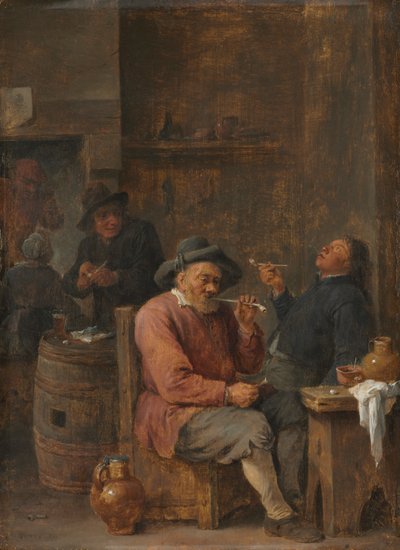 Bönder som röker på ett värdshus av David Teniers