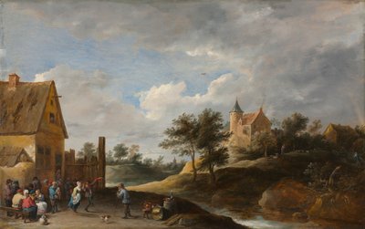 Landskap med bönder som dansar, ca. 1645-1650. av David Teniers the Elder