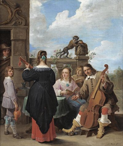 En familjekonsert på en terrass av David Teniers the Younger