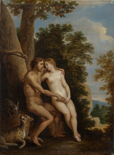 Adam och Eva i paradiset, 1650-talet. av David Teniers the Younger