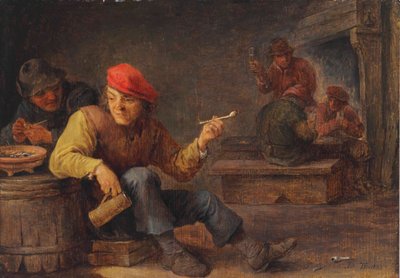 Boors dricker och röker på ett värdshus av David Teniers the Younger