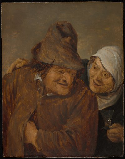 Två bönder med ett glas vin av David Teniers the Younger