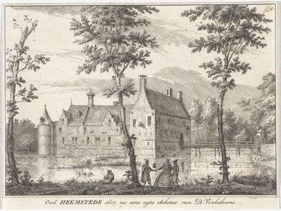 Utsikt över Gamla Heemstede Oud Heemstede 1607. efter en riktig skiss av D. Vinkeboons (titel på objekt) av David Vinckboons (I)