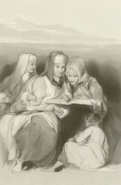 Hebreiska kvinnor som läser skrifterna i Jerusalem av David Wilkie