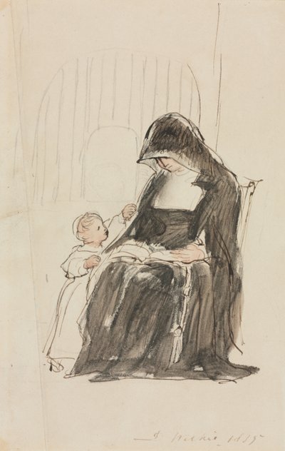 Nunna läser för ett barn, 1835. av David Wilkie